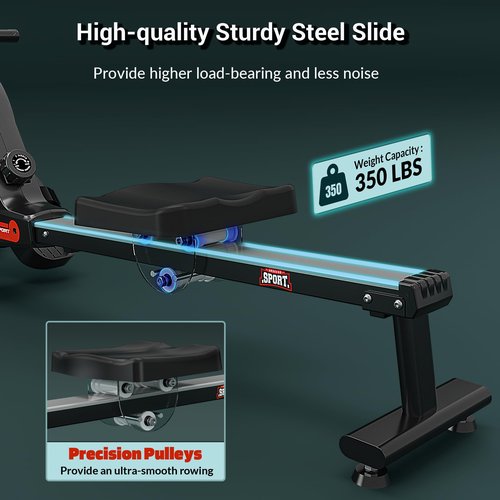Rowing Machine, WENOKER Magnetic Rower for Home with 350LB Weight Capacity, Whisper Quiet Resistance, LCD Monitor & Tablet Holder, Comfortable Seat Cushion, Compact Space-Saving Design