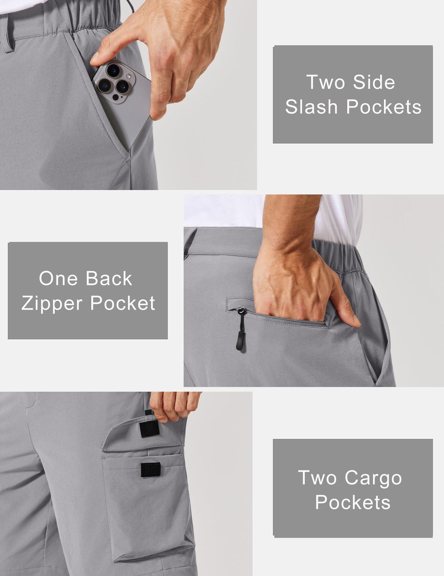 COOFANDY Mens Shorts Casual Hiking Cargo Shorts Lightweight Quick Dry Fishing Golf Shorts Men 9 Inch Inseam
