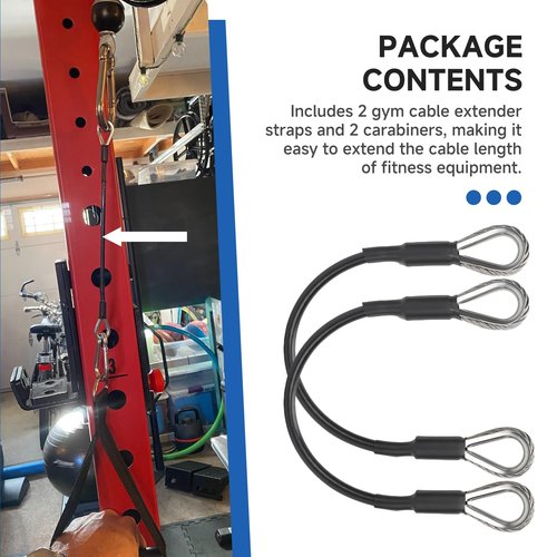 MUGLFPT (2-Pack 10" Gym Cable Extender with Carabiners, Compatible with Bowflex Home Gym Attachments for LAT Pulldown, Triceps Pushdown, and Leg Extension Machine – Thick 0.2"