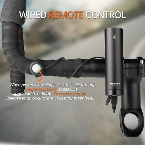 RAVEMEN CR1000 Bike Light 1000 Lumens with T-Shaped Beam for Night Riding, Bike Front Light with IPX6 Waterproof Aluminum Housing, Rubber Strap Mount