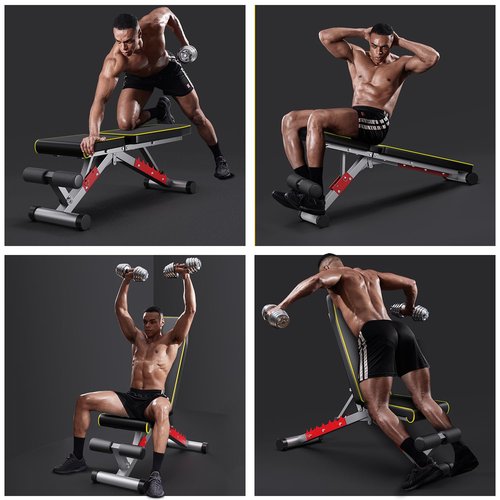 DONIUZ Weight Bench, Adjustable Workout Bench Press Set for Home Gym Full Body Strength Workout, Easy Assembly Foldable Training Lifting Bench, Max Load 750(Black-Yellow)