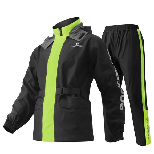 ROCKBROS Cycling Rain Suit for Men Motorcycle Rain Jacket with Pants Windbreaker for All Sports Motorcycle Rain Gear