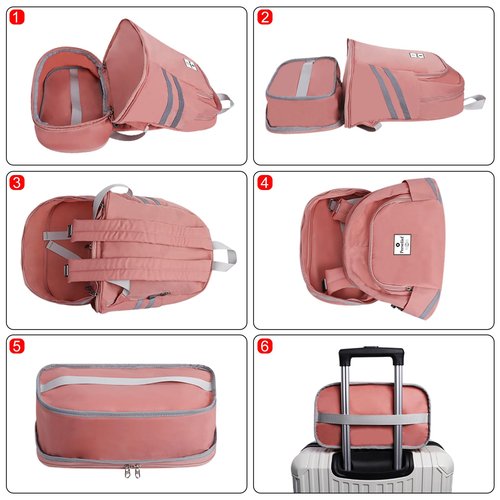 Perselief Gym Backpack for Women Foldable Sports Gym Bag with Shoe Compartment & Wet Pocket Travel Backpack Casual Daypack, Pink