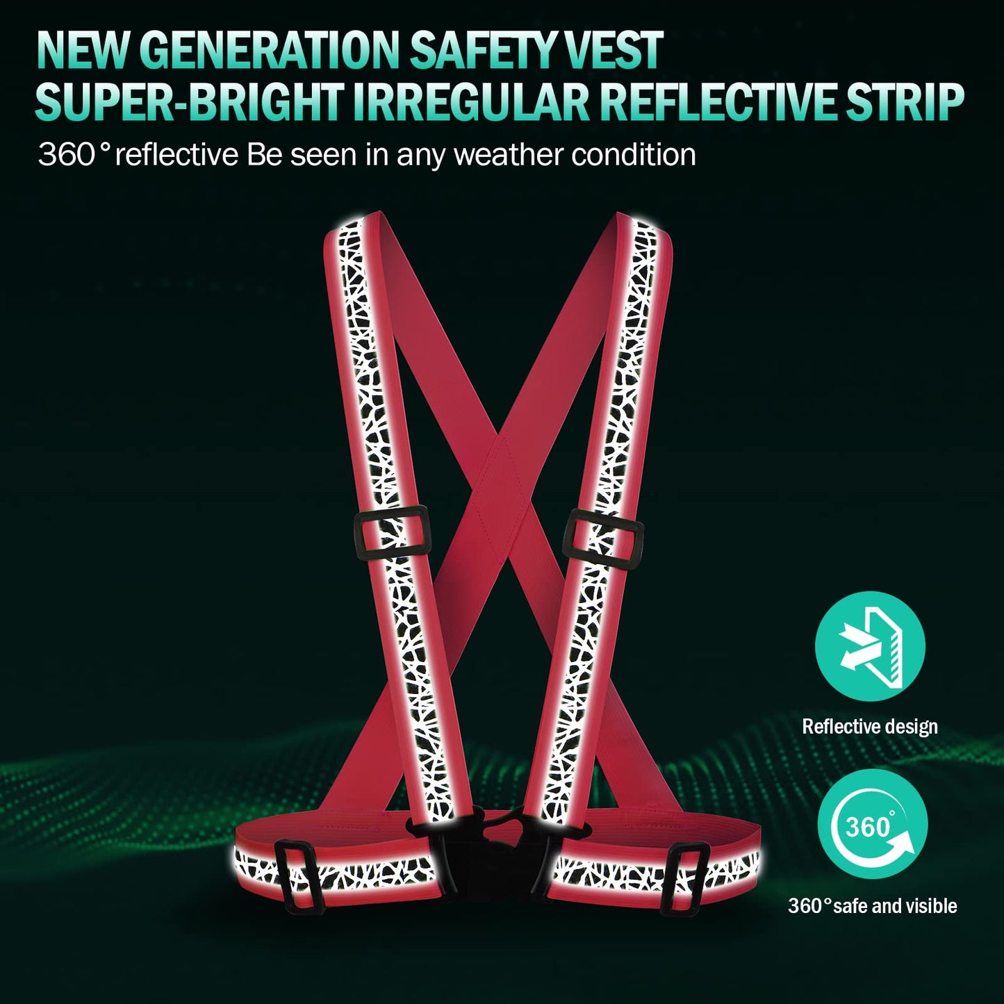 Flevnev Reflective Vest Running Gear 2Pack, Safety Vest Reflective Straps for Night Running Cycling Motorcycle Dog Walk Jogging (Green Pink)