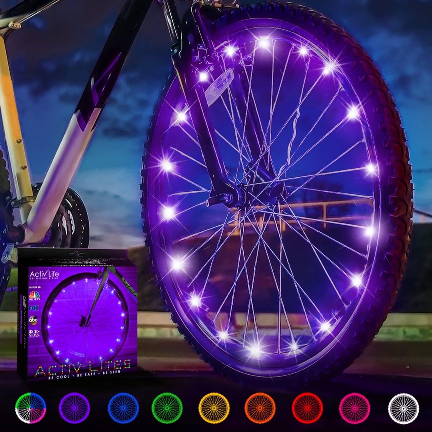 Activ Life LED Bike Wheel Lights with Batteries Included, Get 100% Brighter and Visible from All Angles for Ultimate Safety & Style (1 Tire Pack, Multicolor)