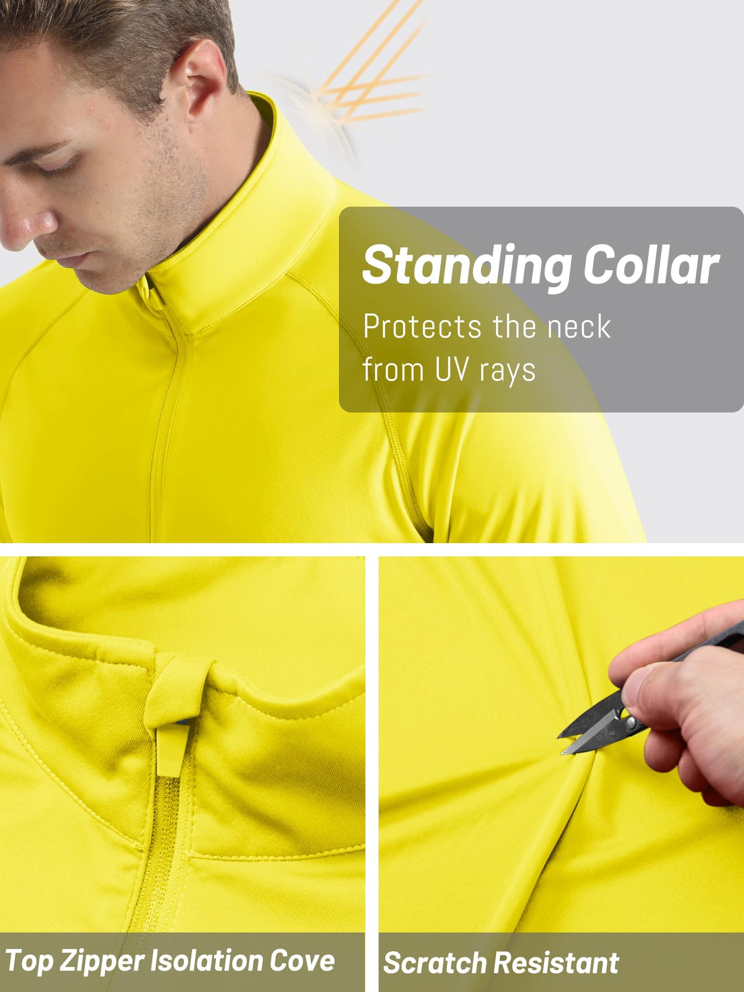 TACVASEN Swim Shirts for Men Rash Guard Sun Shirt Long Sleeve Dry Fit Mens Sun Protection Cooling Athletic UV T-Shirts Outdoor Yellow XXL