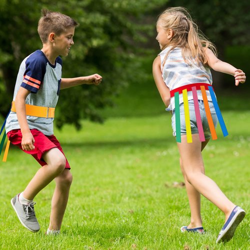 Wettarn 8 Pcs Catch Tail Game Belt Set Field Day Games Catching Equipment for Adults and Kids Ideal for Family Gatherings Parks Reunions Birthday Parties Camping (Red,Orange,Yellow,Green)