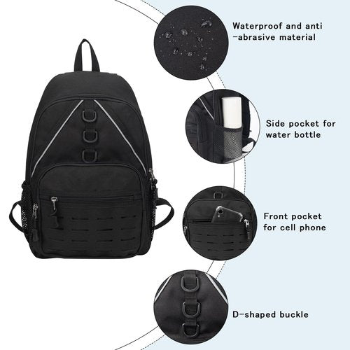 Small Hiking Backpack,Lightweight Water Backpack with 2L Water Bladder Phone Pocket Hydration Pack for Cycling Climbing Biking (Black)