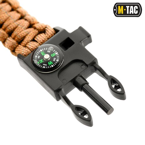 M-Tac Survival Paracord Bracelet – 12 ft Emergency Rope with Compass & Whistle – Tactical Cord for Camping, Hiking, EDC (Orange, Medium Set of 3)