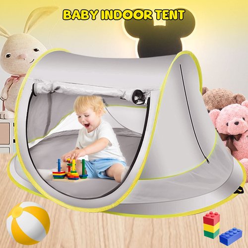 SelWatty Baby Beach Tent Pop Up, Waterproof UPF 50+ Beach Shelter Foldable Beach Accessories Breathable Portable Baby Garden Shade Outdoor Sunshade