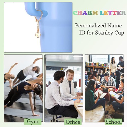 Letter Charm Accessories For Stanley Cup,3Pcs Initial Name ID Personalized Handle Charms For Stanleys/Simple Modern Tumbler Identification,Applied to Schoolbag Zippers,Purses,Bracelet, Keychain