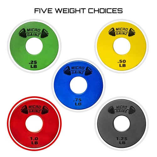 Micro Gainz Standard 1-Inch Center Hole Fractional 2 Pcs Color Weight Plates, Choose (.25LB-1LB) Designed for Standard 1-Inch Dumbbell & Barbell for Strength Training, Made in USA (Red 1LB)