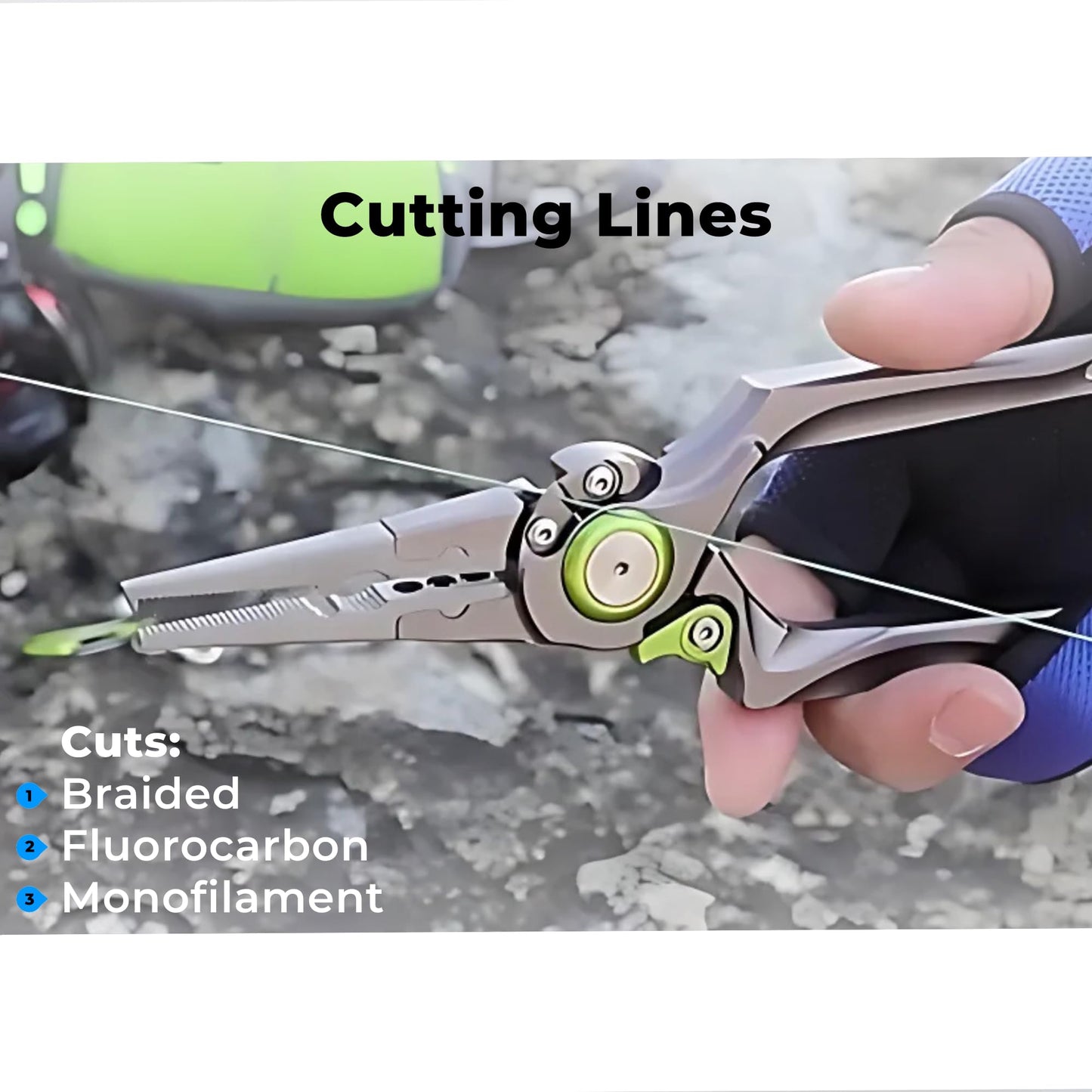 Fishing Pliers Hook Remover Split Ring Line Cutter Fishing Tool Multifunctional Tool Ergonomic Handle Fishing Saltwater Corrosion Resistance Safety Lock Camping