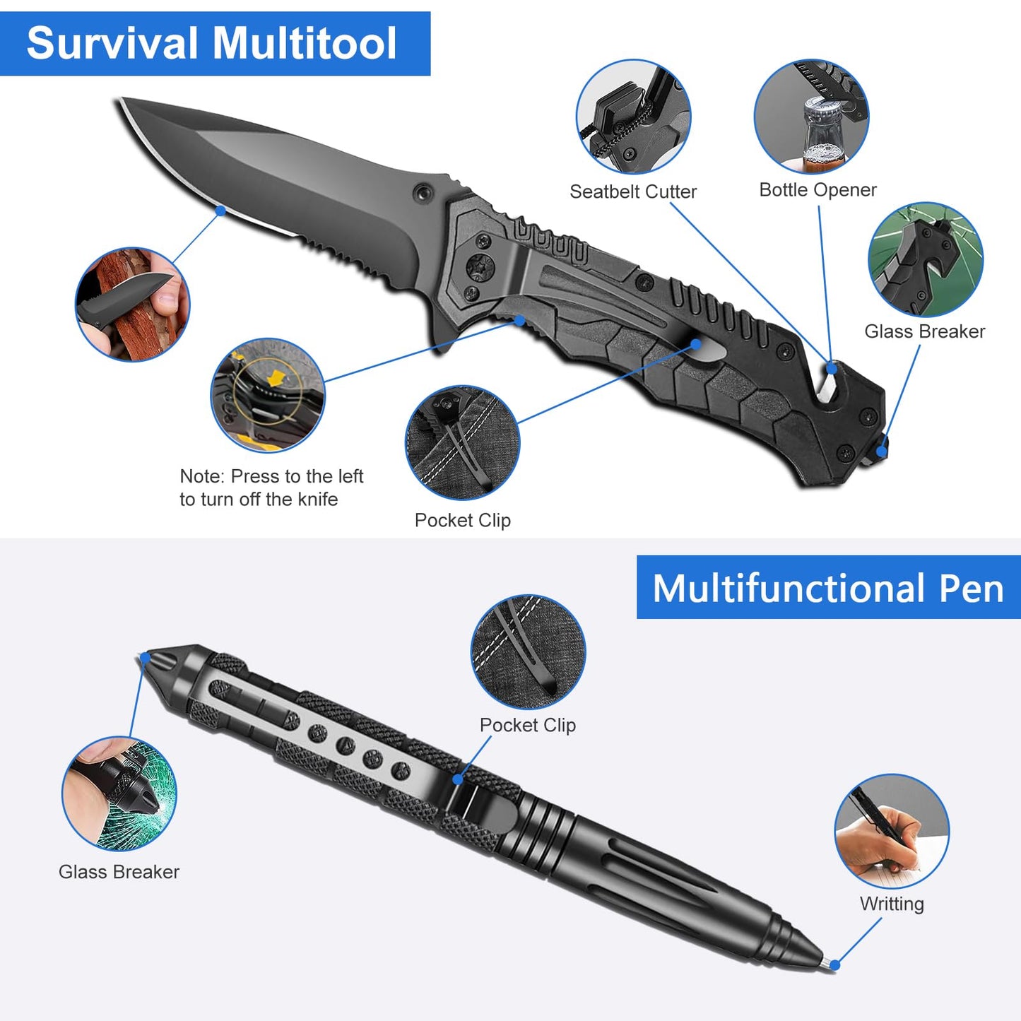 Survival Kits 30 in 1, Christmas Birth Day Gift for Men Women Adventure Lovers, Survival Gear and Equipment, Camping Accessories, Cool Gadgets, Camping, Fishing, Hunting, Adventure.