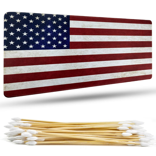 24"x12" Pistol Cleaning Mat and 100PCS 6" Cleaning Swabs - Cleaning Mat with Stitched Edges, Oil Resistant, Non-Slip Mat for All Handguns - Large Mats Cleaning Kit