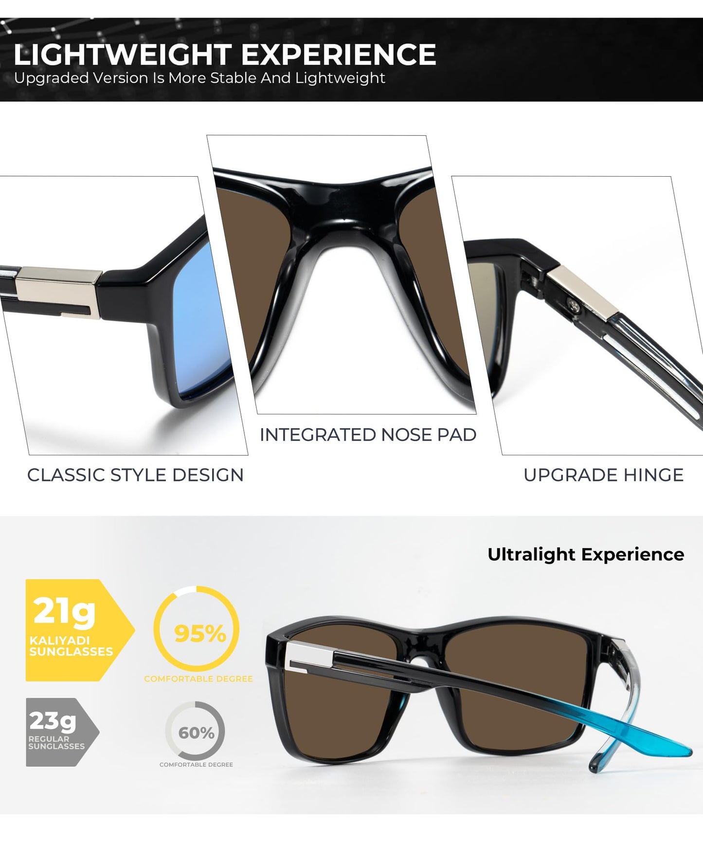 KALIYADI Polarized Sunglasses Men Mens-Sunglasses: Unisex Polarized Sun Glasses Lightweight Driving Fishing UV Protection