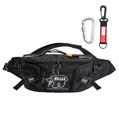Rough Enough Tactical Fanny Pack Large Waist Bag for Men Crossbody, 5L, Waterproof Cordura Black, Fishing Hiking Hunting Travel