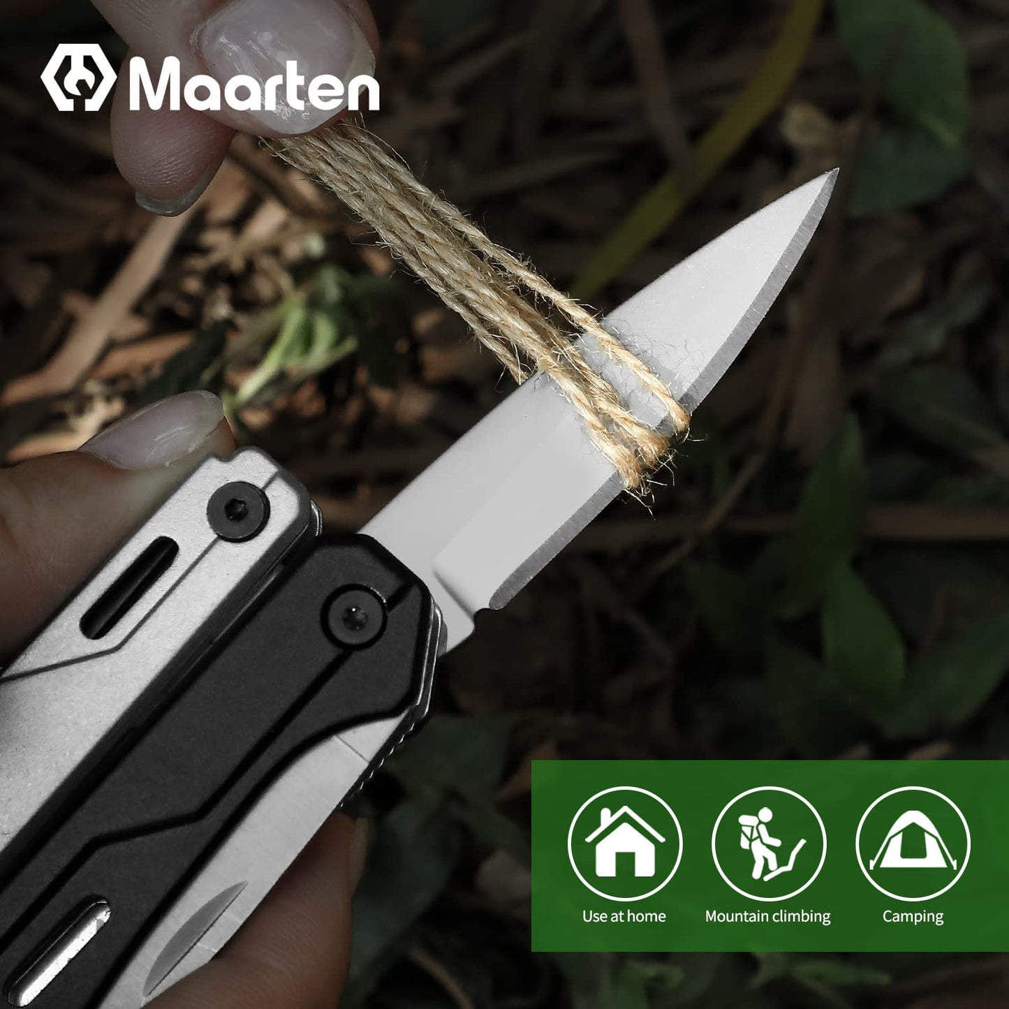 Maarten Mini Multitool, Lightweight 9 in 1 Professional Stainless Steel Multi Tool Keychain Pocket Pliers with Carabiner, Safety Lock Small Multitool with Bottle Opener
