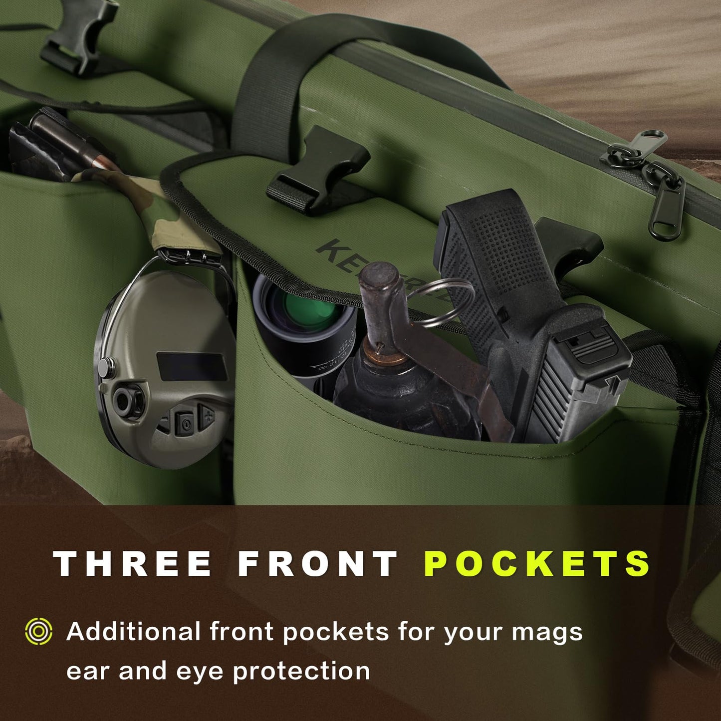 KEEFREE Long Hunting Bag 36" Tactical Backpack Gun Bag for Hunting Hiking Fishing Shooting Range with Watertight Zipper (36" Green Bag fits 34" Rifle)