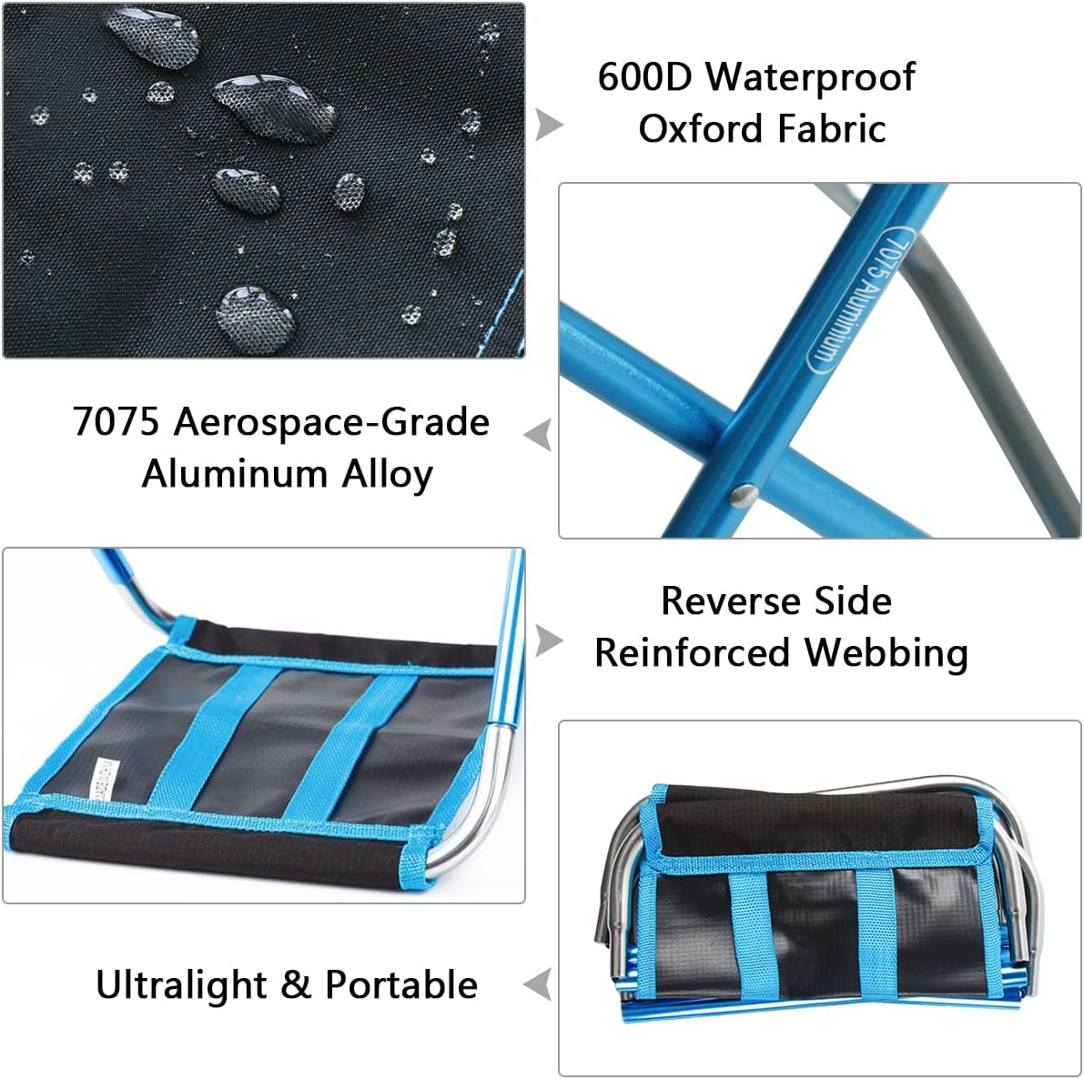 AOUTACC Ultralight Portable Folding Camping Stool for Outdoor Fishing Hiking Backpacking Travelling(XL:13"x14"x15";Large:11.8"x11"x11.4"; Medium:8.3"x9.5"x 11")