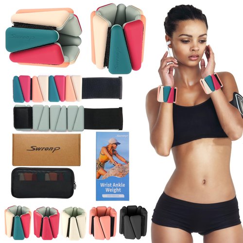 SWRONP Wrist Weights Set of 2(1LB Each),Ankle Weights for Women men,Adjustable Weighted Bracelet,Wearable arm and leg Weighted Bangles,for Yoga,Pilates,Walking,Strength Training,Gym Workouts,Running