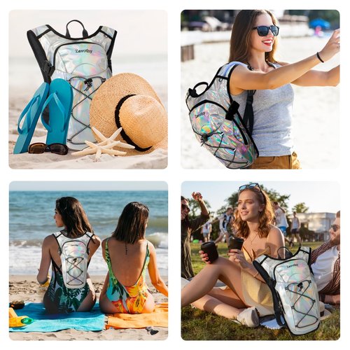 Zavothy Rave Hydration Backpack Lightweight Water Backpack for Cycling Running Hydration Pack Hiking Backpack with 2L Water Bladder White