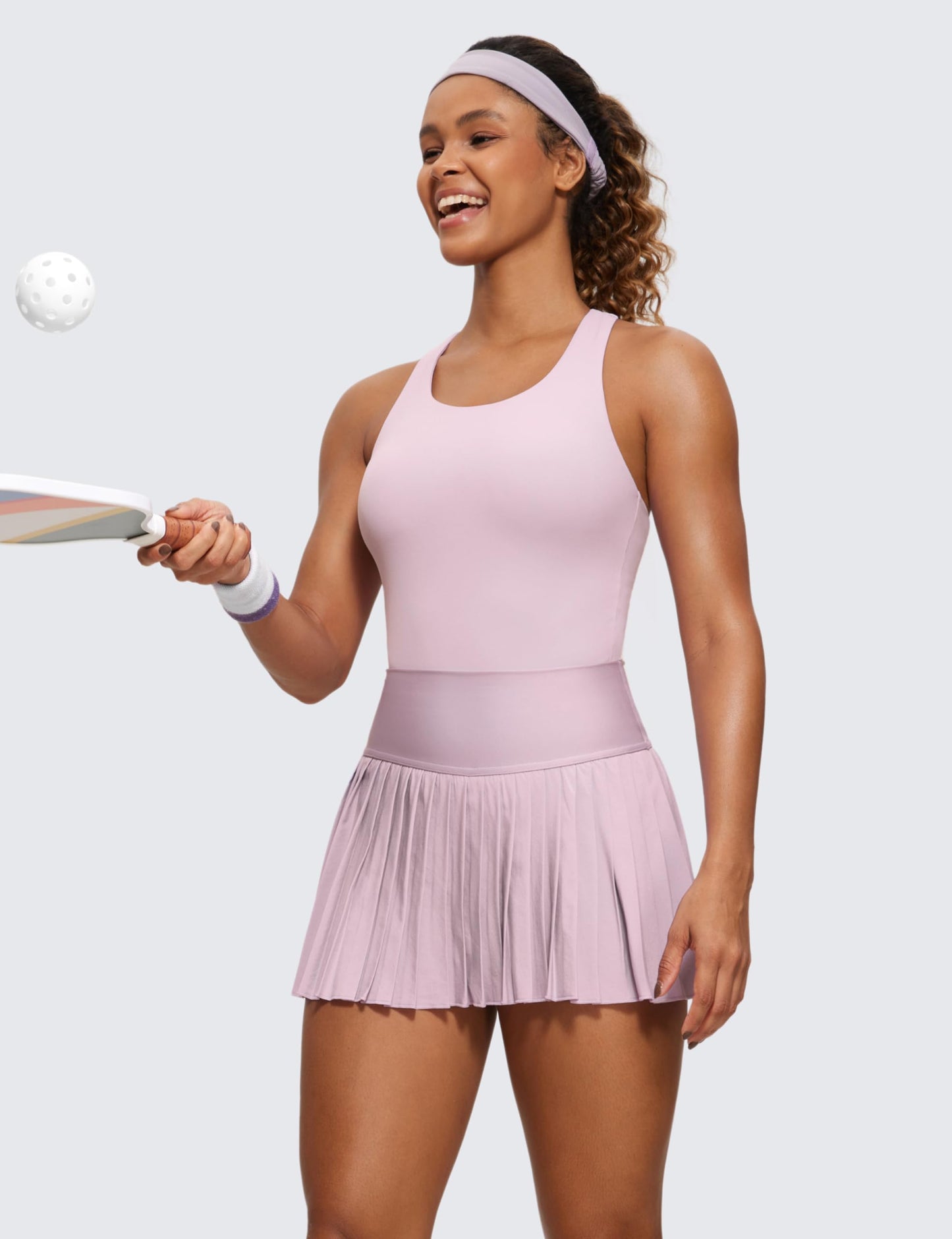 CRZ YOGA Butterluxe Workout Racerback Tank Tops for Women - Padded Athletic Spandex Yoga Shirts with Built in Bra Pink Peony Medium