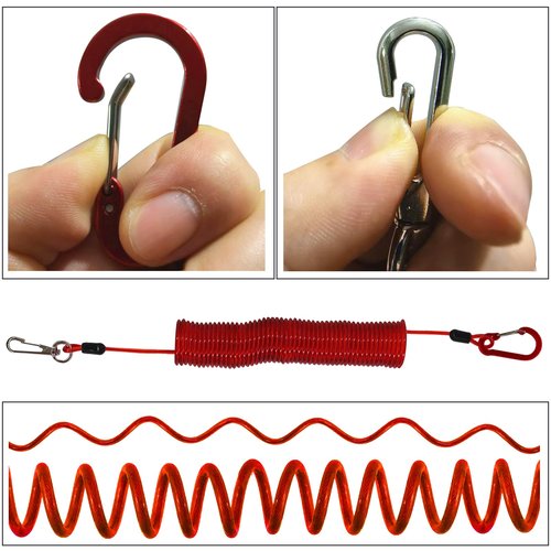 SIWRIOM Fishing Lanyard, Heavy Duty Coiled Lanyards Stainless Steel Wire Inside, Safety Rope Extension Cord Tether Retractable Fishing Accessories for Rods, Pliers, Boating, Paddles, Kayak
