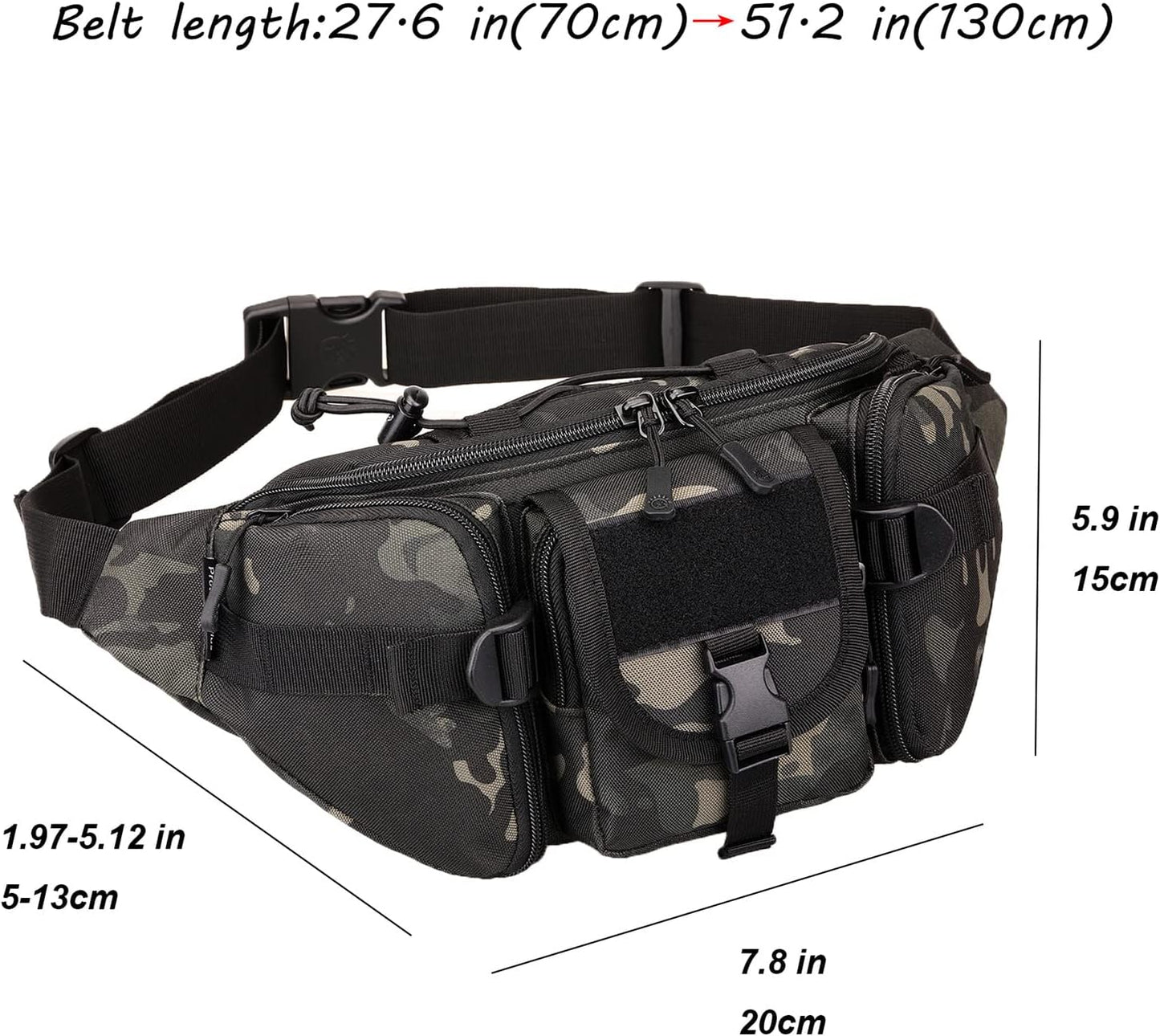 ArcEnCiel Tactical Fanny Pack for Men Waist Bag Hip Belt Outdoor Hiking Fishing Bumbag with Patch