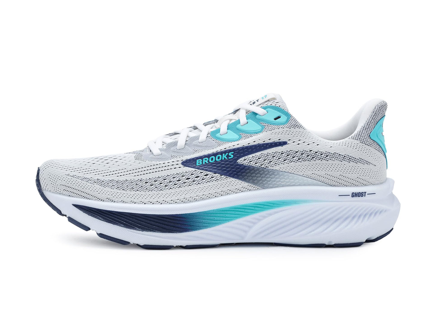 Brooks Men's Ghost 17 White/Beacon Blue/Ipanema 11.5 Medium