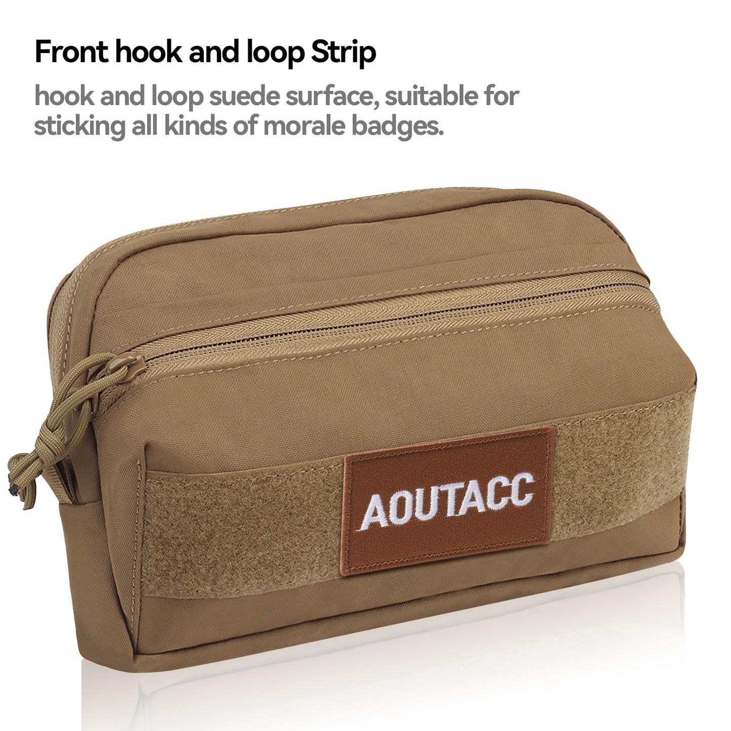 AOUTACC Tactical MOLLE Pouch,Molle Admin Pouch, Zippered Organizer Pocket,Chest Rig Molle Bag for Tactical Vest and Organizer Panel-Brown