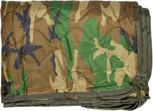 Lightweight Ripstop Poncho Liner - Portable Quilted Blanket & Sleeping Bag, 82"x60" - Fiberfill Insulation