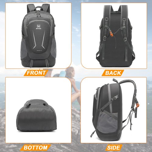 Lightweight Backpack for Men Women Foldable Packable Hiking Travel Backpack Outdoor Camping Waterproof Daypack 45L Grey