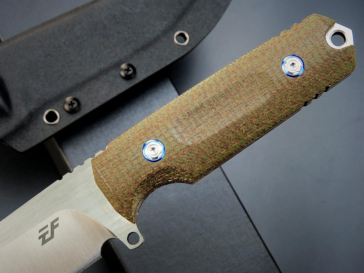 Eafengrow EF131 Fixed Blade Knife,DC53 Steel Blade,Micarta Handle Full Tang Fixed Knifes for Outdoor Camping Hunting Bushcraft EDC Tool（Green