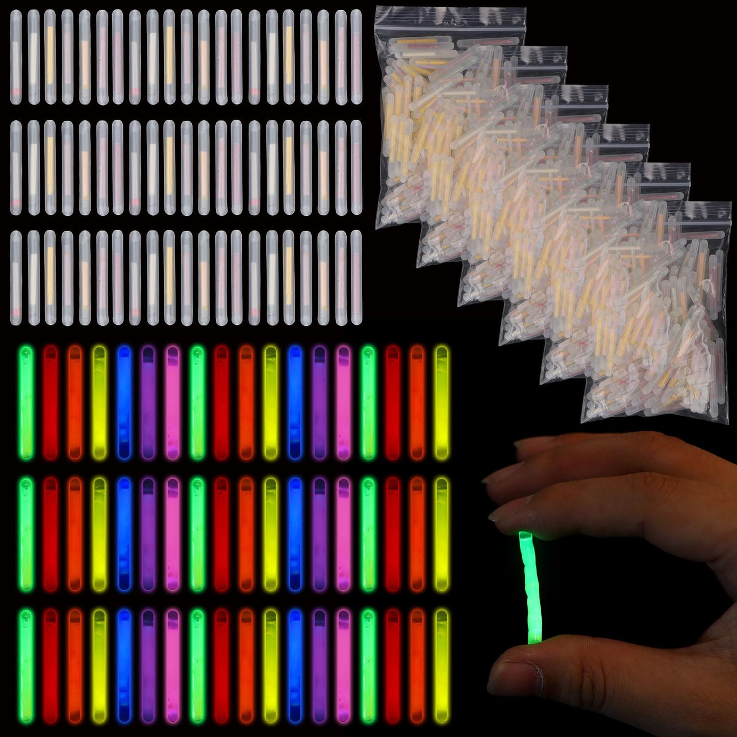 600 Pcs Fishing Glow Sticks Bulk 1.5 Inch Mini Glow Sticks Small Glow in The Dark Bobbers Night Fishing Glow Stick Rod Tip Glow Sticks Underwater Light Stick for Rave Easter Halloween Christmas Decor