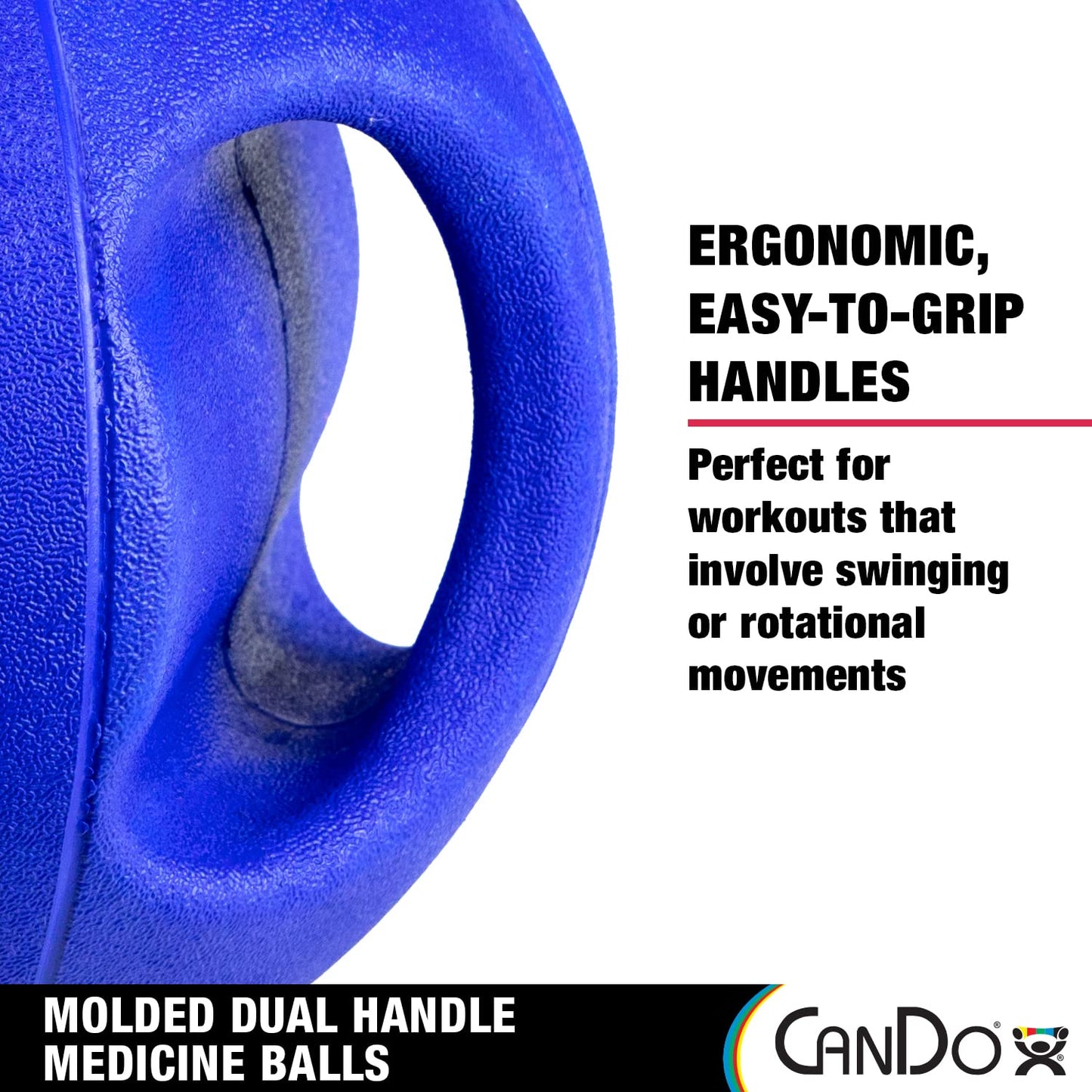 CanDo Molded Dual-Handle Medicine Ball for Strength Training, Core Workouts, Warmups, Cardio, and Plyometrics with Handles for Home and Clinic Use