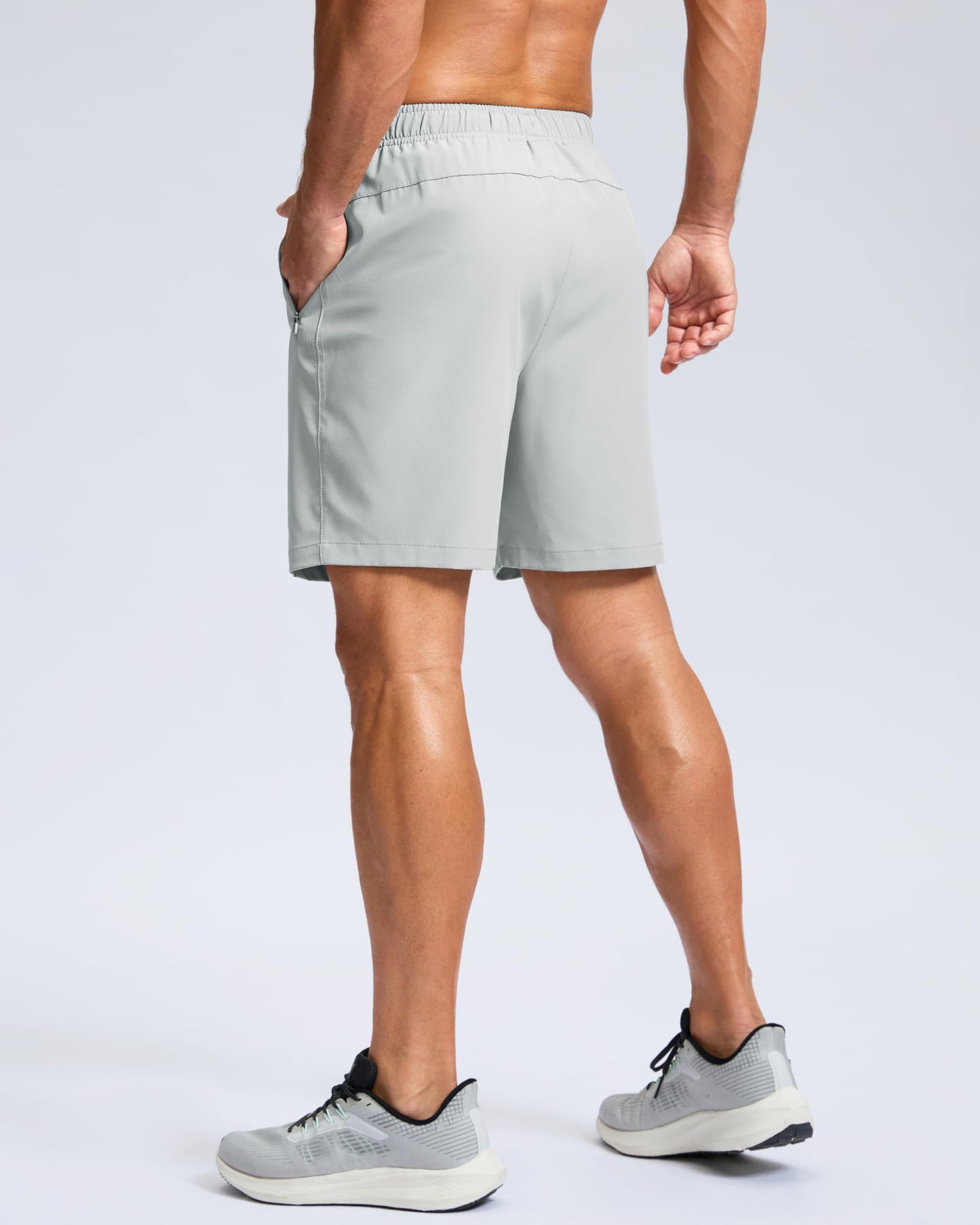 Men's Athletic Running Shorts with Zipper Pockets Quick Dry 7"/ 5"/ 9" Workout Gym Shorts for Basketball Hiking(Platinum Grey,7XS)