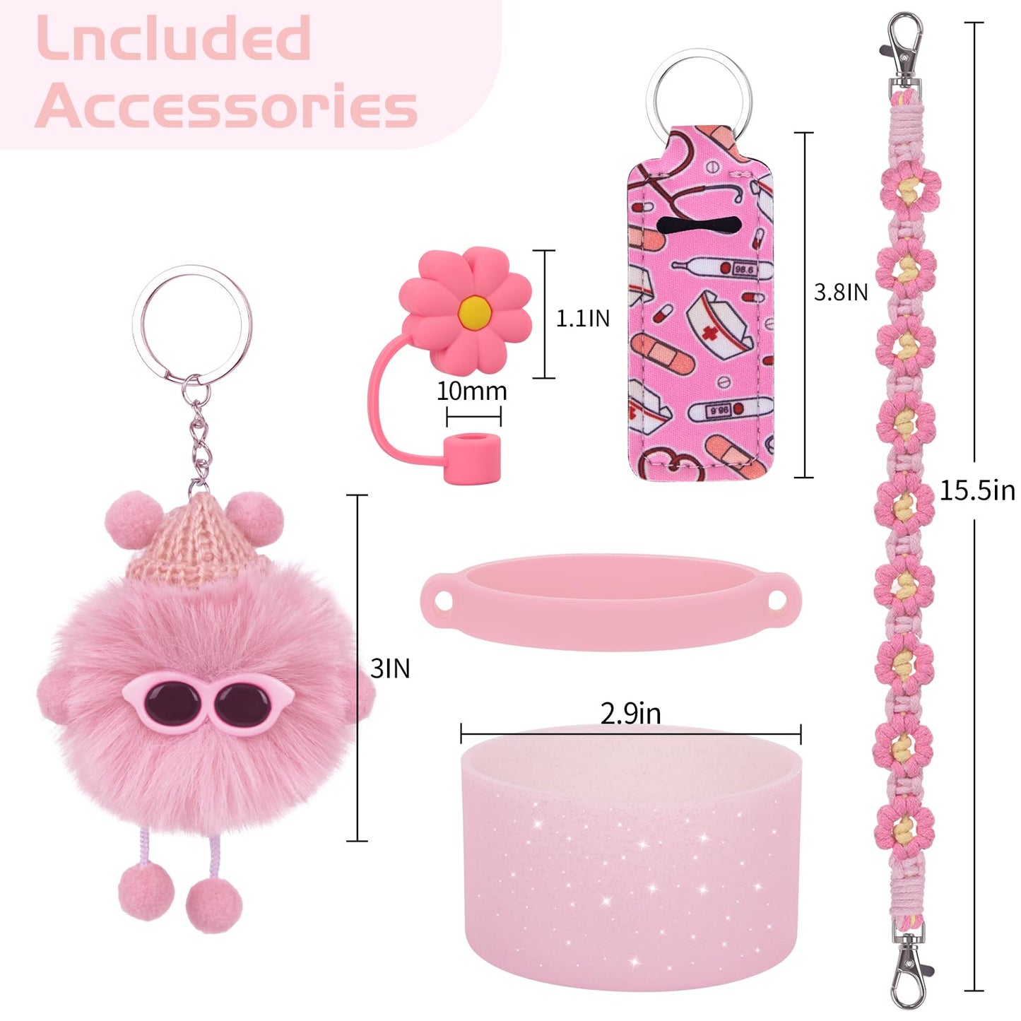 6PCS Use for Stanley Cup Tumbler Accessories 40oz 30oz,Compatible with Stanley Cup Tumbler Water Bottle Handle Sling Strap for Carrying (pink)