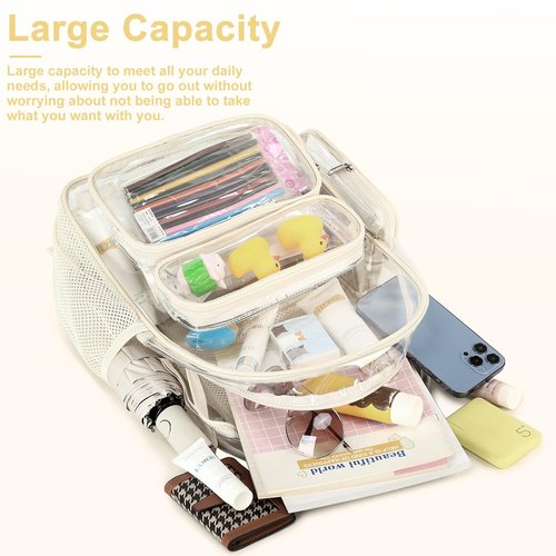 BTOOP Clear Backpack Heavy Duty Transparent Bag 17" See Through BookBag for Women Men Adults Work Festival Sports Travel