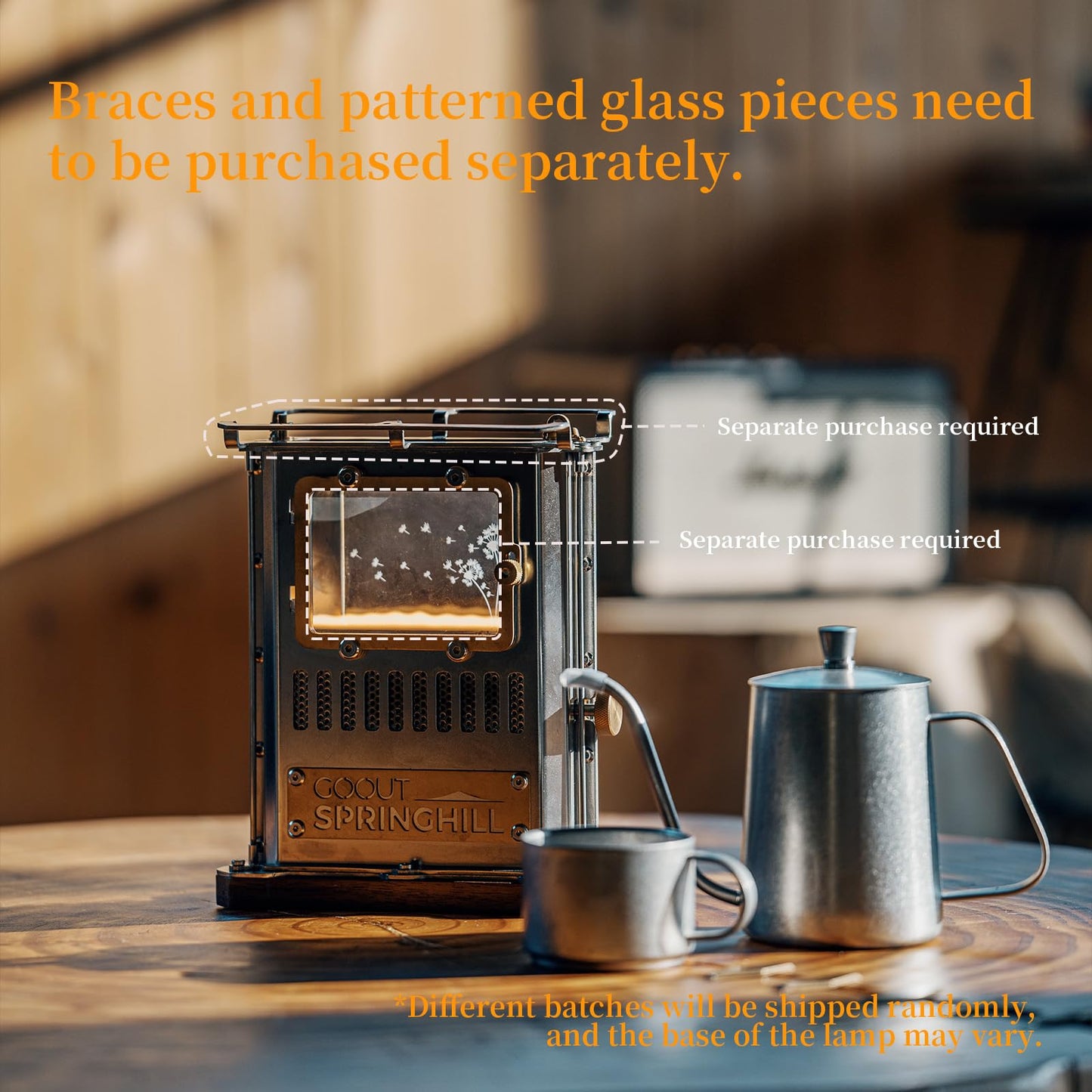 GOOUT SPRINGHILL Camping Oil Lamp Portable Stove Hanging Kerosene Lantern for Outdoor Lighting Warming Silver