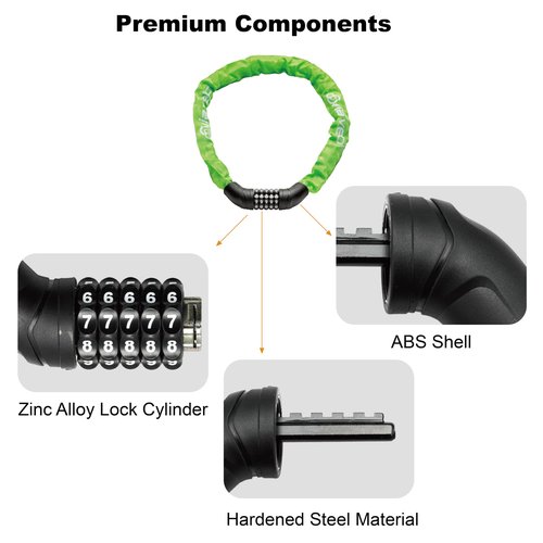 Via Velo Bike Chain Lock, 5-Digit Resettable Combination Heavy Duty Anti-Theft Bicycle Lock, 2.95 Ft Security Bike Locks for Scooter, Motorcycle, Gate, Fence, Valuables Etc