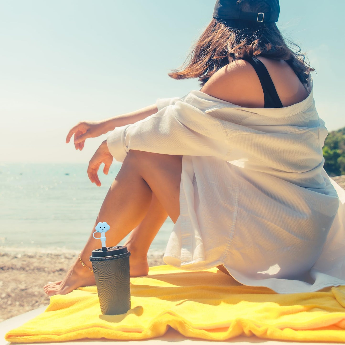 Jahao 4 Pcs Straw Cover Cap for Stanley Cup Cute Silicone Straw Topper for 40 oz 30 oz or 20 Oz Water Bottle Tumbler Dust-Proof Drinking Straw Reusable Straw Tips Lids, 0.4in/10mm Diameter