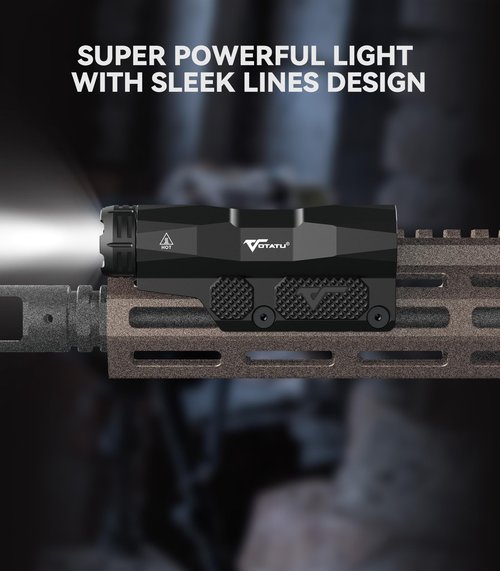 VOTATU ML50 Picatinny/Mlok Flashlight for Rifle, Max 2400 Lumens Weapon Light with Pressure Pad Switch, Rechargeable Flashlight and Tactical Strobe High/Low Mode