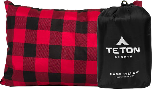 TETON Sports Camp Pillow; Great for Travel, Camping and Backpacking; Washable, Black, 12 x 18 inches ; 9.6 ounces