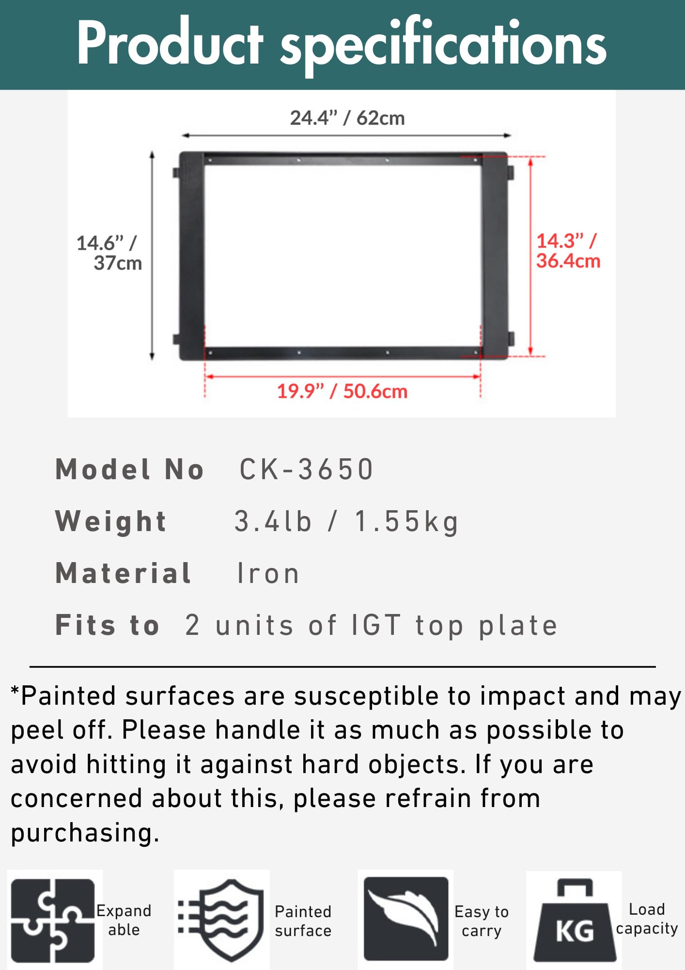 camping moon IGT Top Grill Frame Black CK-3650
