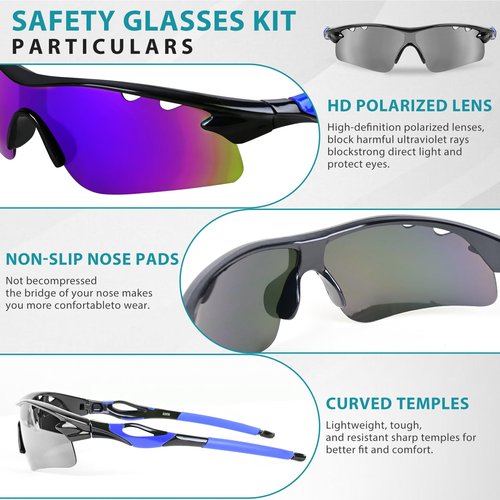 ZOYYE Shooting Glasses with 5 Interchangeable Lenses and Carrying Case Anti Fog Hunting Safety Glasses for Men Women