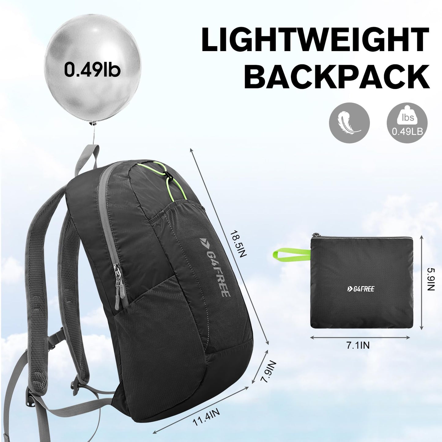 G4Free 20L Lightweight Packable Backpack+24L Lightweight Packable Hiking Backpack