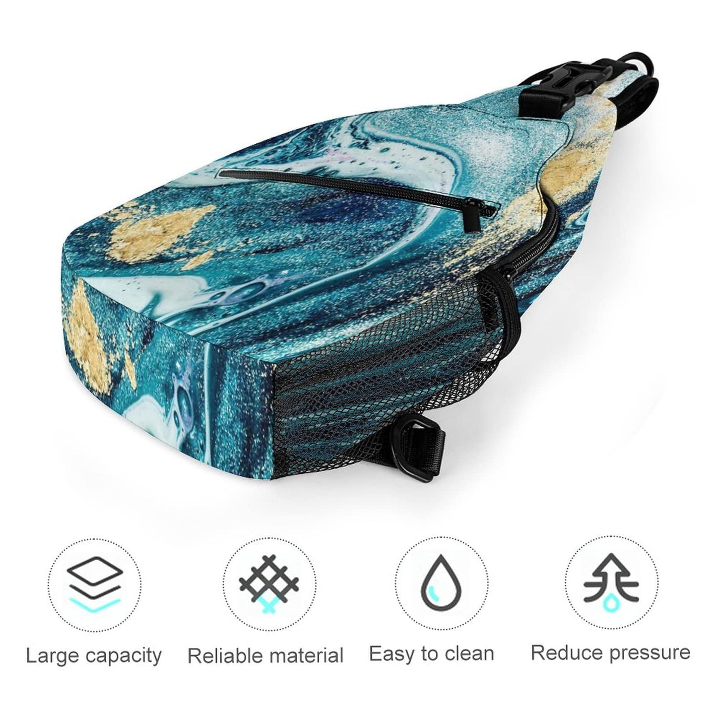 IMPCOKRU Sling Bag for Men Women Crossbody Backpack Marble,Lightweight Shoulder Backpack for Causal Sport Travel Hiking.