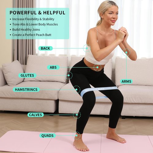 WOHAO Light-to-Medium Resistance Bands Set [Green+Blue 4-Piece] - Progressive Training for Women - with Step-by-Step Chart & Dual Storage Pouch(Blue＆Green)