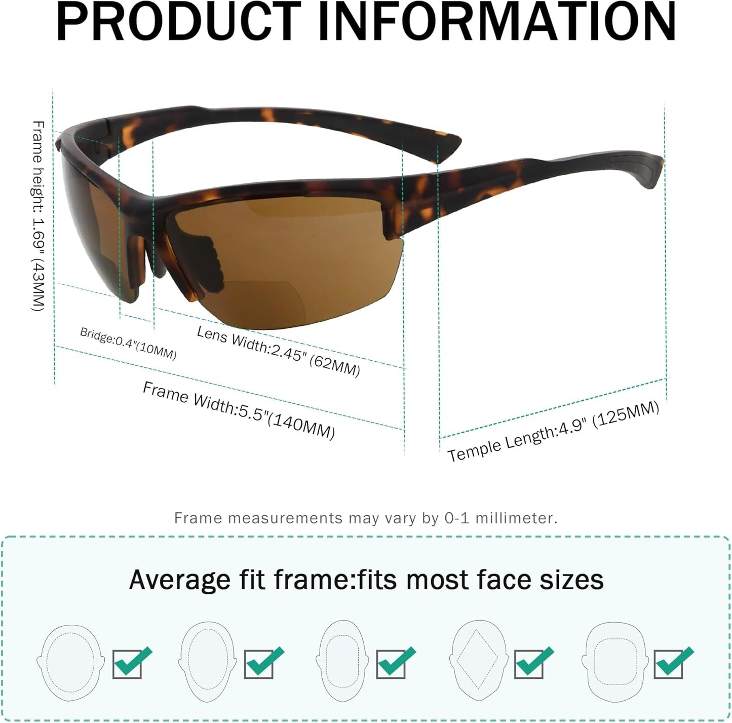 Eyekepper TR90 Frame Bifocal Sports Sunglasses Baseball Running Fishing Driving Golf Softball Hiking Sunshine Readers